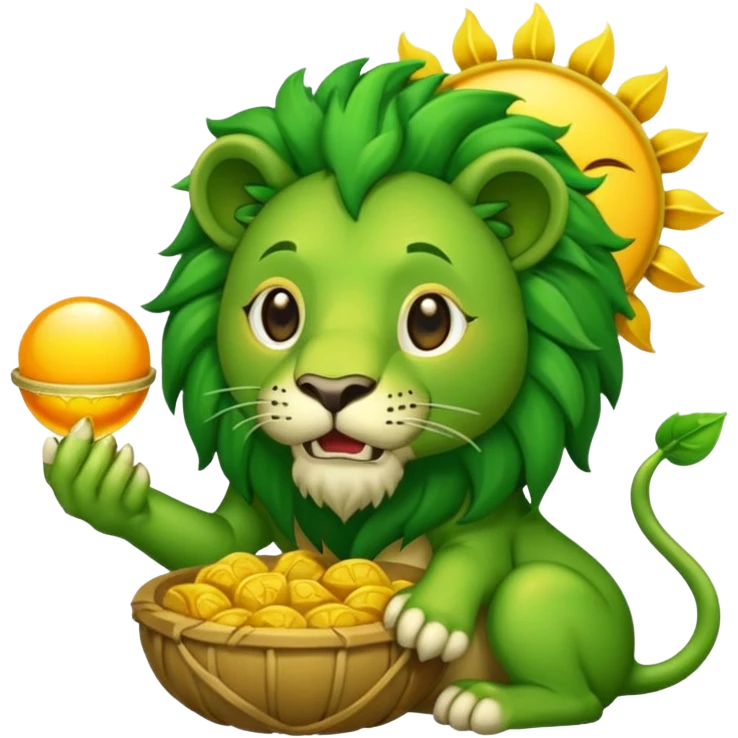 Alchemist style green lion eating sun emoji