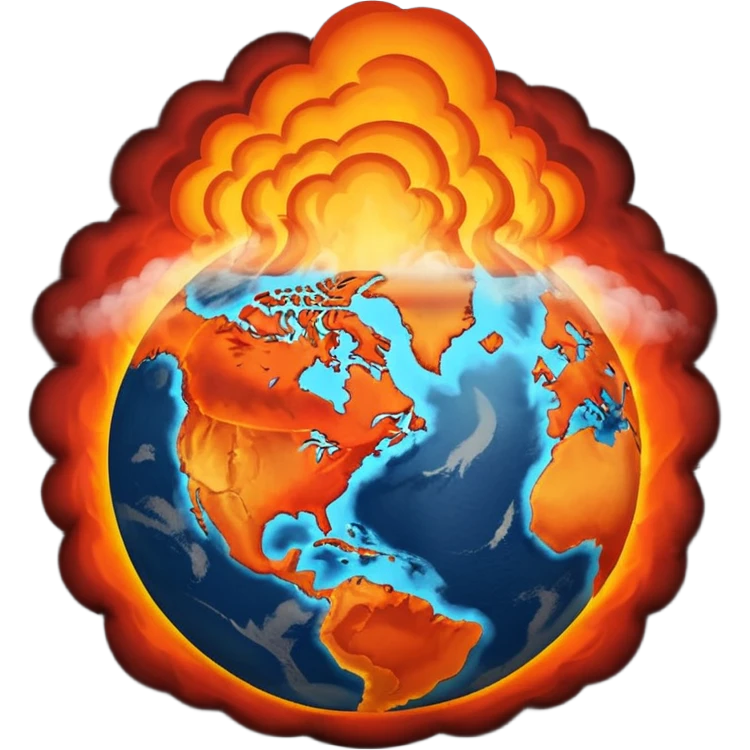 Earth on fire, unveiled by dark smoke cloud.  emoji