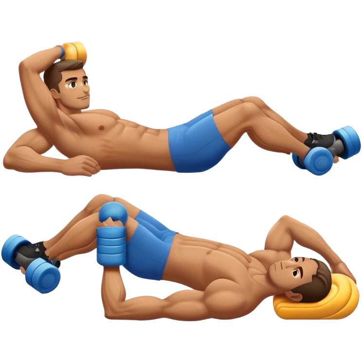 buff guy lying lats down on foam-roller emoji
