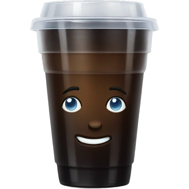 Realistic Black coffee with ice in a plastic cup  emoji