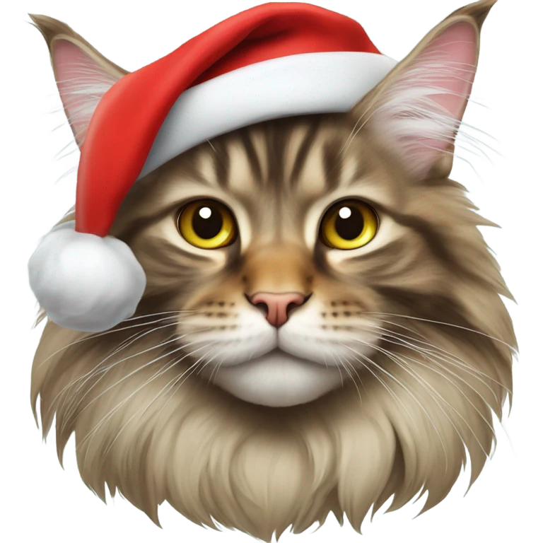 maine coon cat in santa hat  emoji
