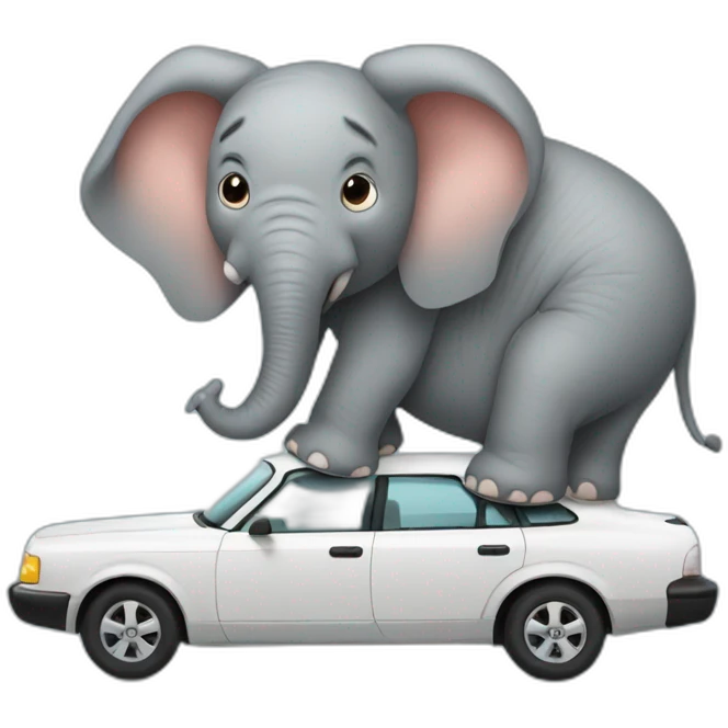 An elephant pooping on a car emoji