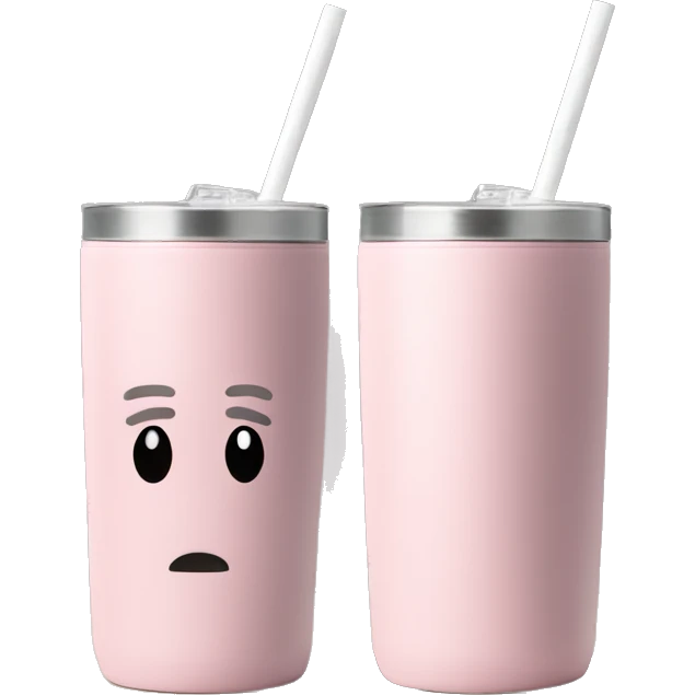 Light pink 40oz Stanley tumbler with a handle and a straight white straw emoji