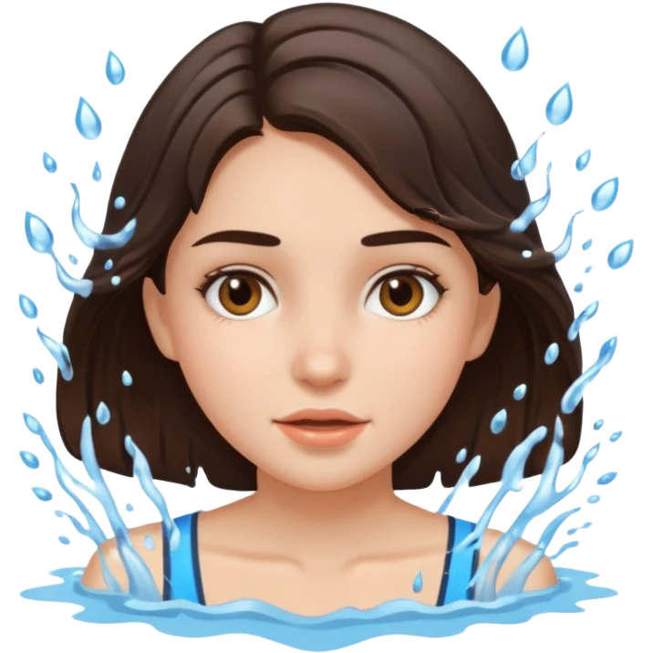 Brunette girl with cool water emoji