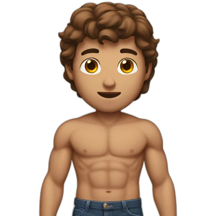 Brown hair Guy with abs emoji