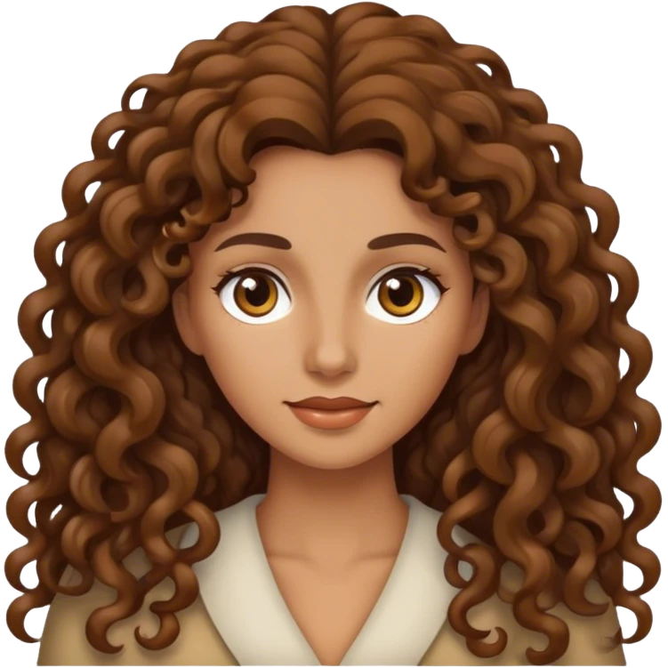 Femme avec des cheveux bouclés brun très long  emoji