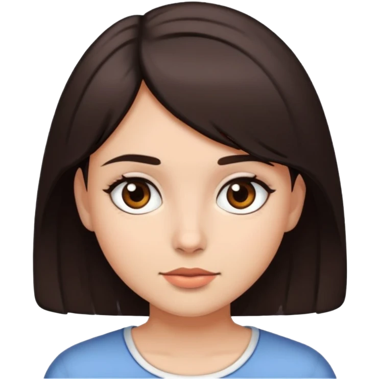 Girl with short hair dark brown hair and eyes  emoji