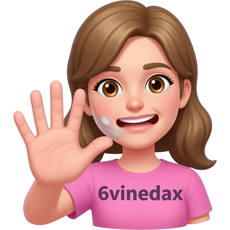 Create an emoji with peach pink like ass a palm to slap him and GRAND TEXT on him: 6vinedax emoji