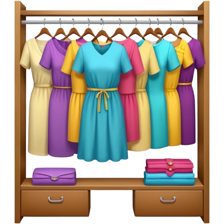 open wardrobe with woman clothes hanging inside emoji