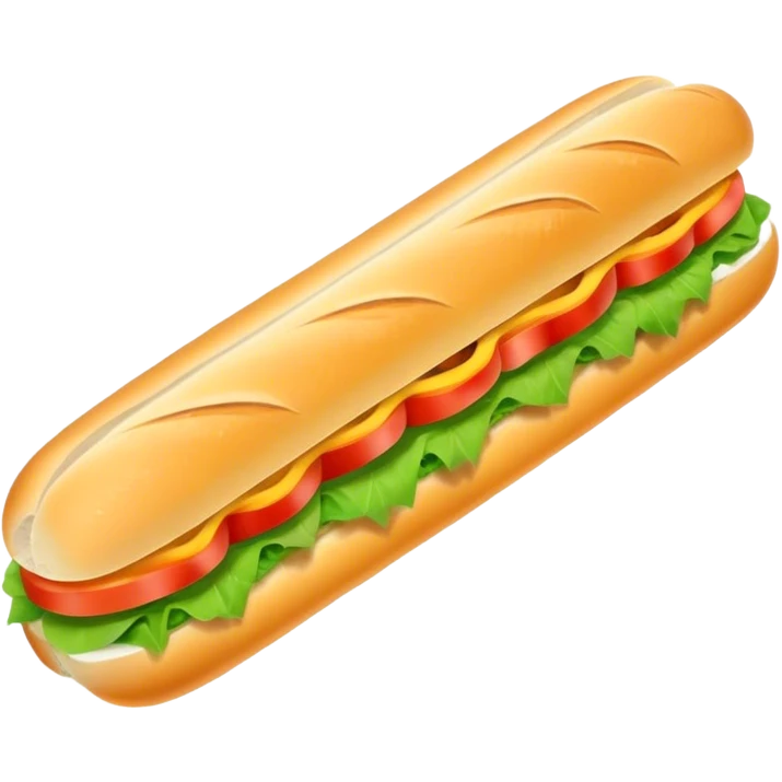 Banh Mi Cinematic Realistic Banh Mi Sandwich Dish Emoji, depicted as a simple, small baguette filled with fresh ingredients, rendered with crisp textures and vibrant, inviting lighting. emoji