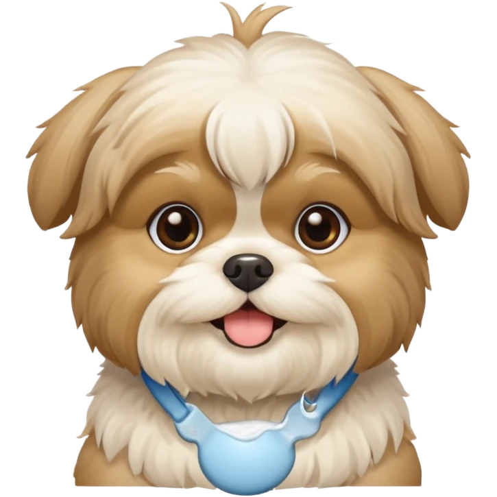 generame la imagen de un perrito raza chitzu de color cremita, totalmente cremita sin esos colores marron oscuro en su cara, hazla un poco sonriente emoji