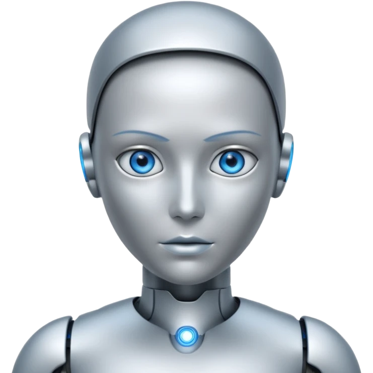 Robots Humanoid – Silver android with glowing eyes, human shape emoji