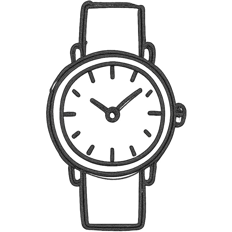 watch, hand drawn outlined icon style, sketchy lines, no fill emoji