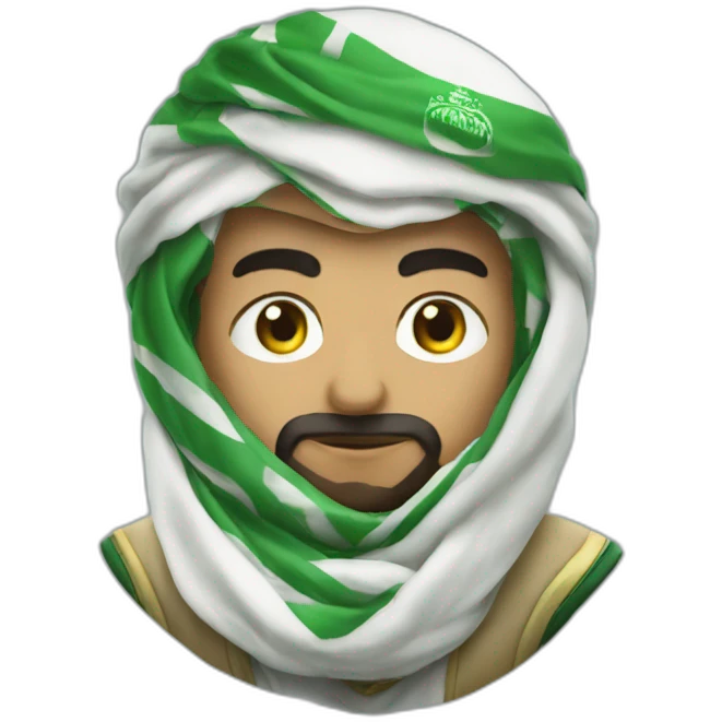 SAUDI AL-AHLI FOOTBALL CLUB FAN WEARING SCARF emoji
