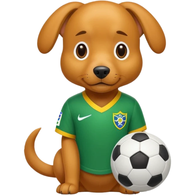 Cachorro caramelo com camisa do Brasil emoji