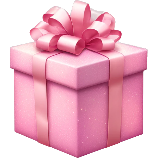 Pastel Pink Gift Box "A pastel pink gift box with a glowing ribbon, glittery wrapping paper, and magical sparkles floating in the air around it." emoji