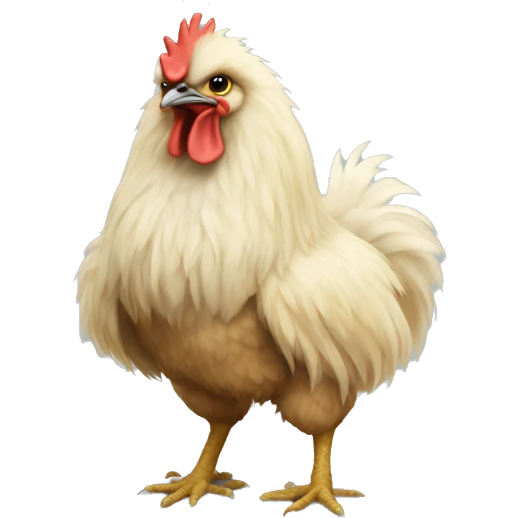 silkie chicken full-body fluffy emoji