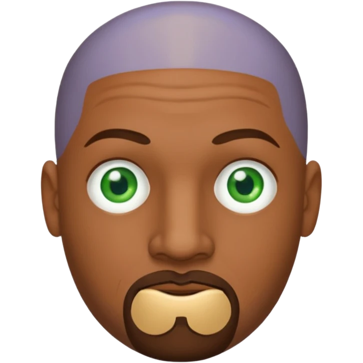 bald man's face, with brown goatee and green eyes, oval face, rounded, big emoji
