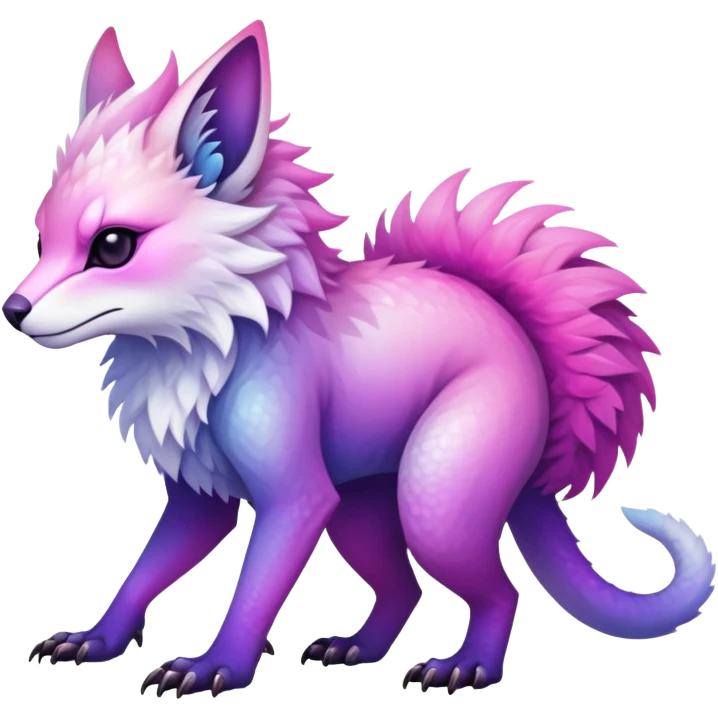 Cool Edgy Purple-pink-white-gradient ethereal badass Fionbri-Vernid-Trico-animal-creature full body emoji