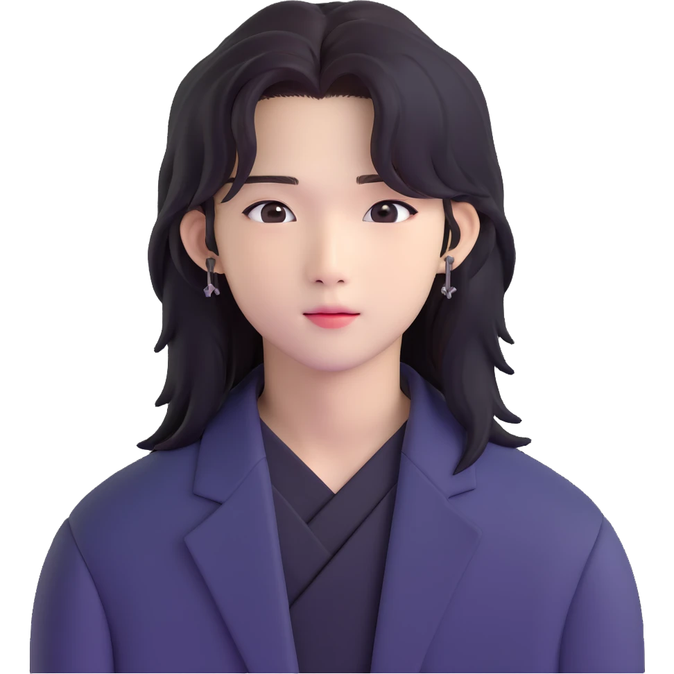 Hyunjin from Stray Kids, K-pop idol with long hair emoji