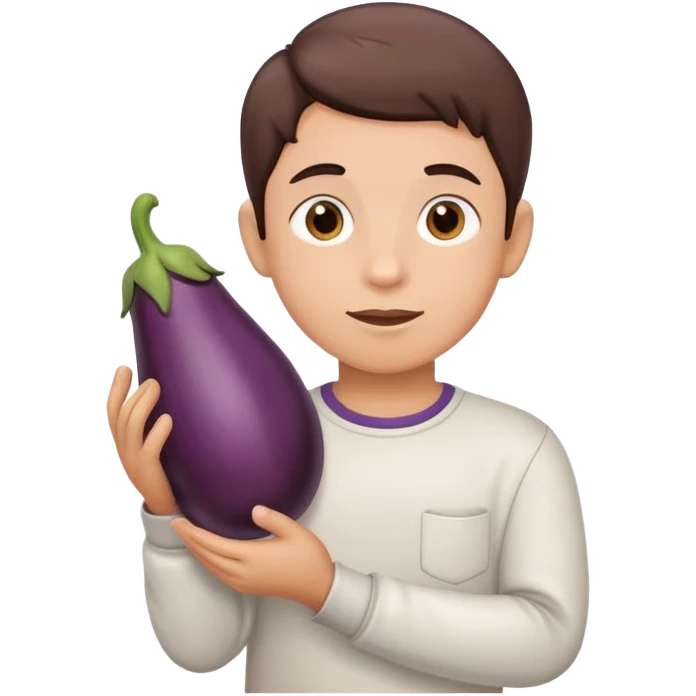 Boy with and egg plant in his hand emoji