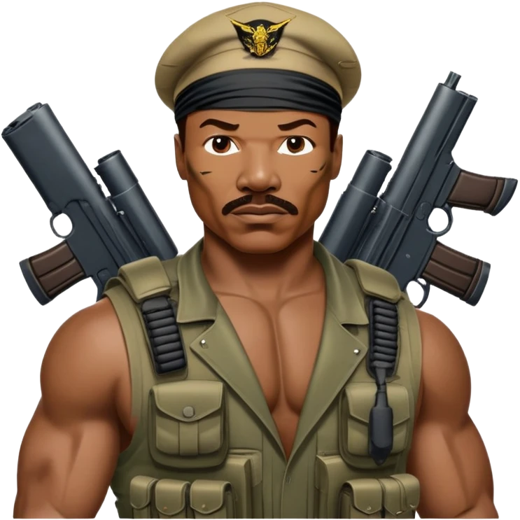 Carl Weathers as Dillon from Predator movie, muscular man in military gear with bandana emoji
