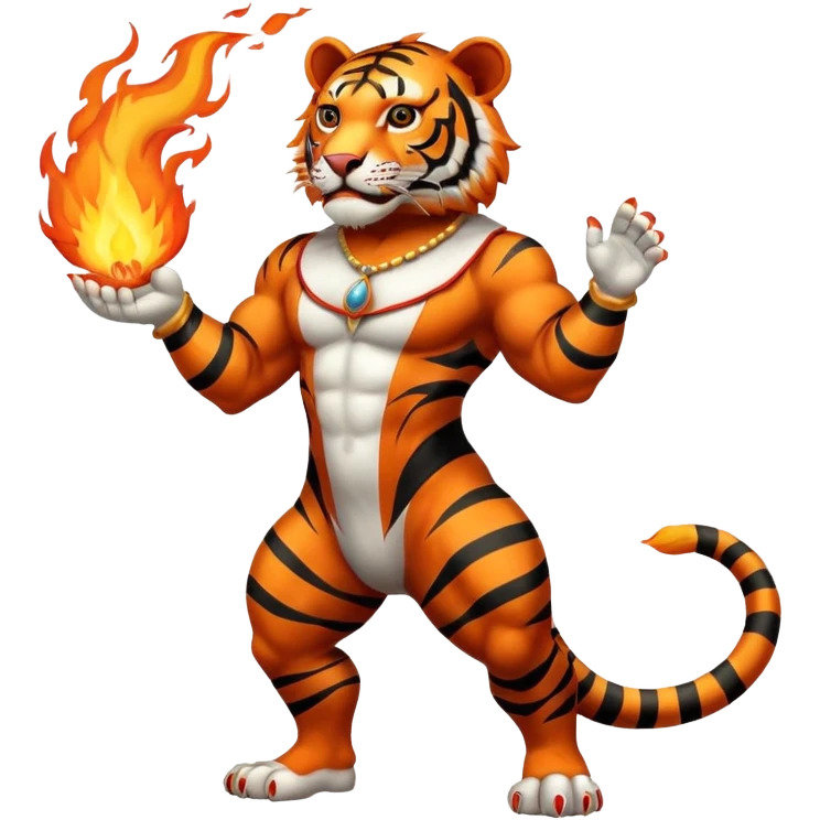 tiger  vintage-circus-performer-spitting-fire full body emoji