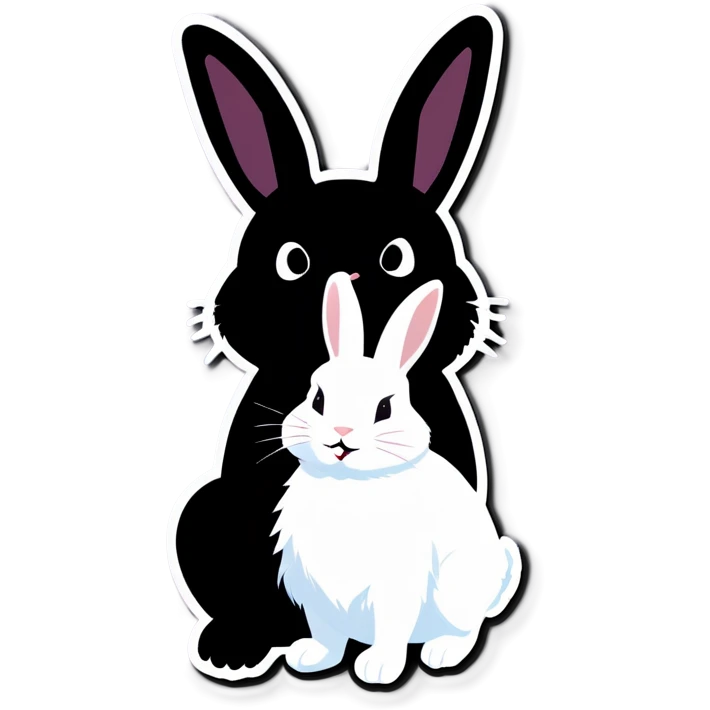 Black rabbit with white rabbit  emoji