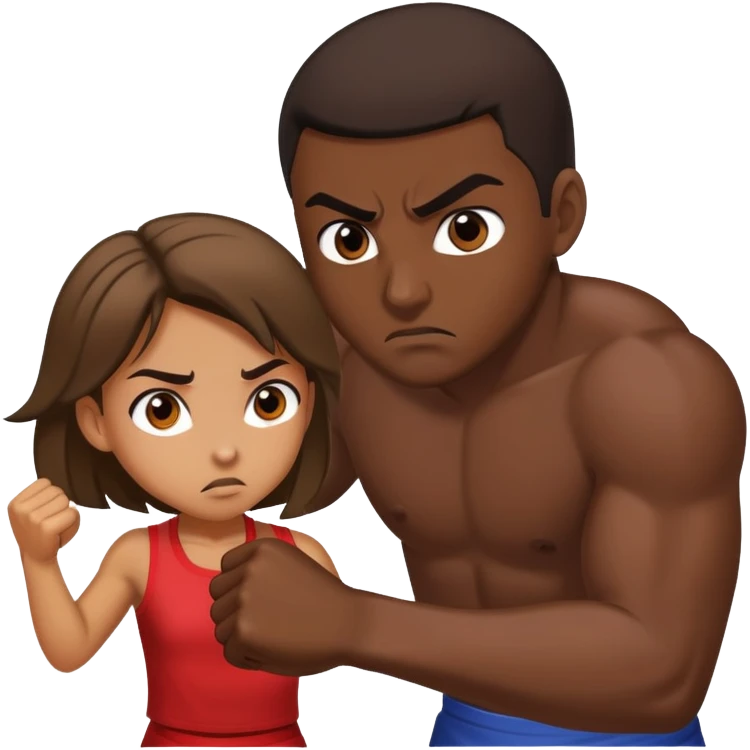 Tan girl beating up a dark guy  emoji