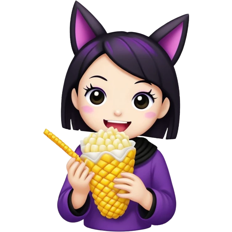 Kuromi eating Elote  emoji