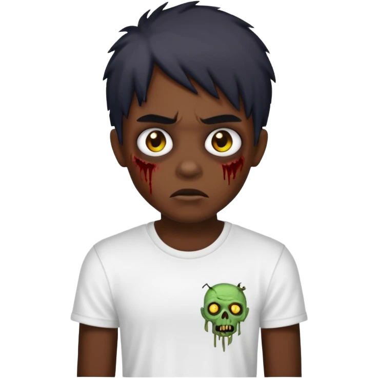 a dark emo zombie with a white t-shirt  emoji