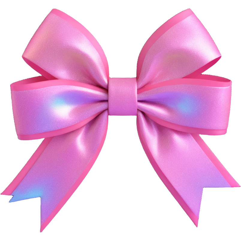 3D emoji style pink bow with holographic shimmer effect emoji