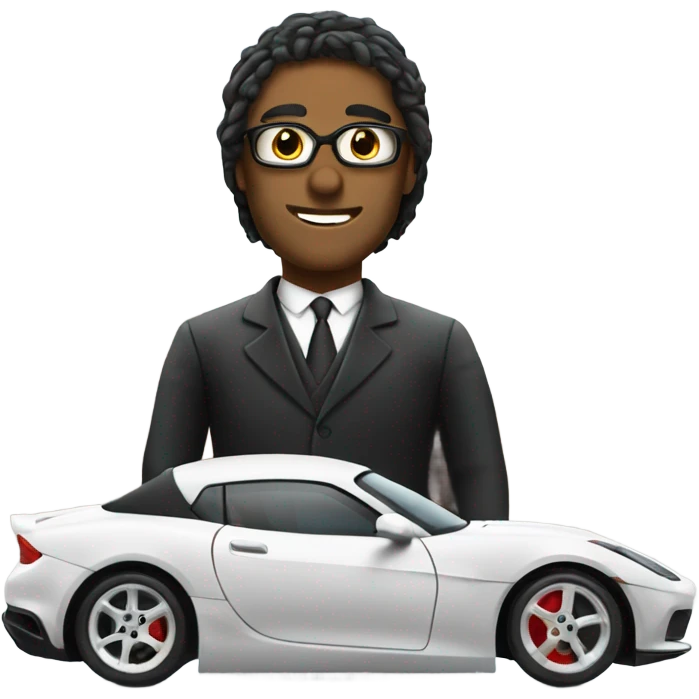 Barrister with wig driving a sports car emoji