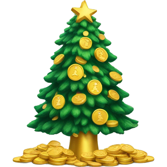 christmas tree with gold coins  emoji