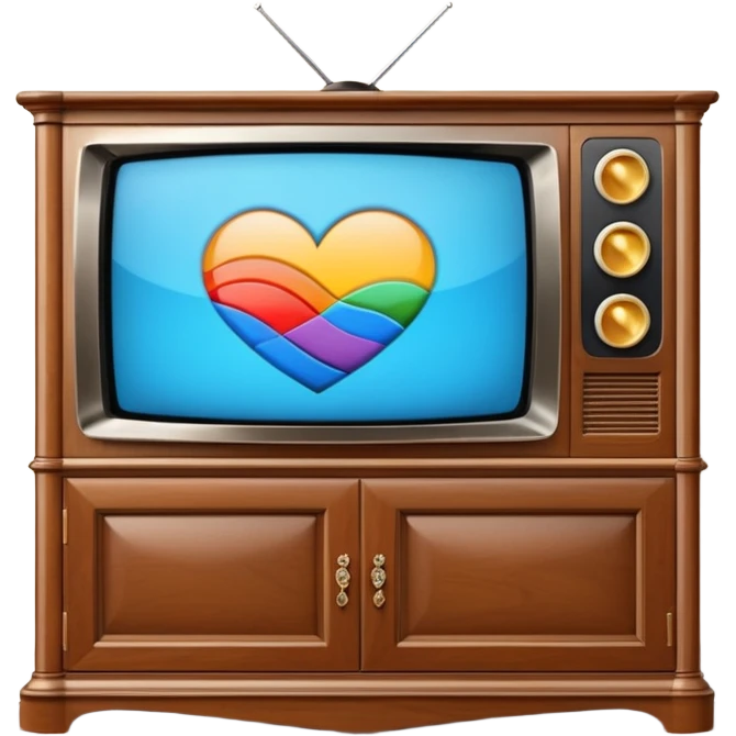 modern tv with news channel on it standing on a super luxurious cupboard emoji