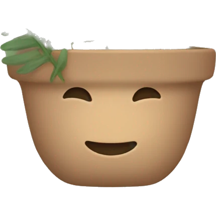 there is a pot in pastel brown flowers and a fern in it emoji