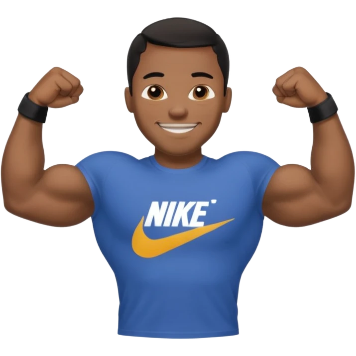 Jock black man smiling very big biceps wearing “Nike” t shirt emoji