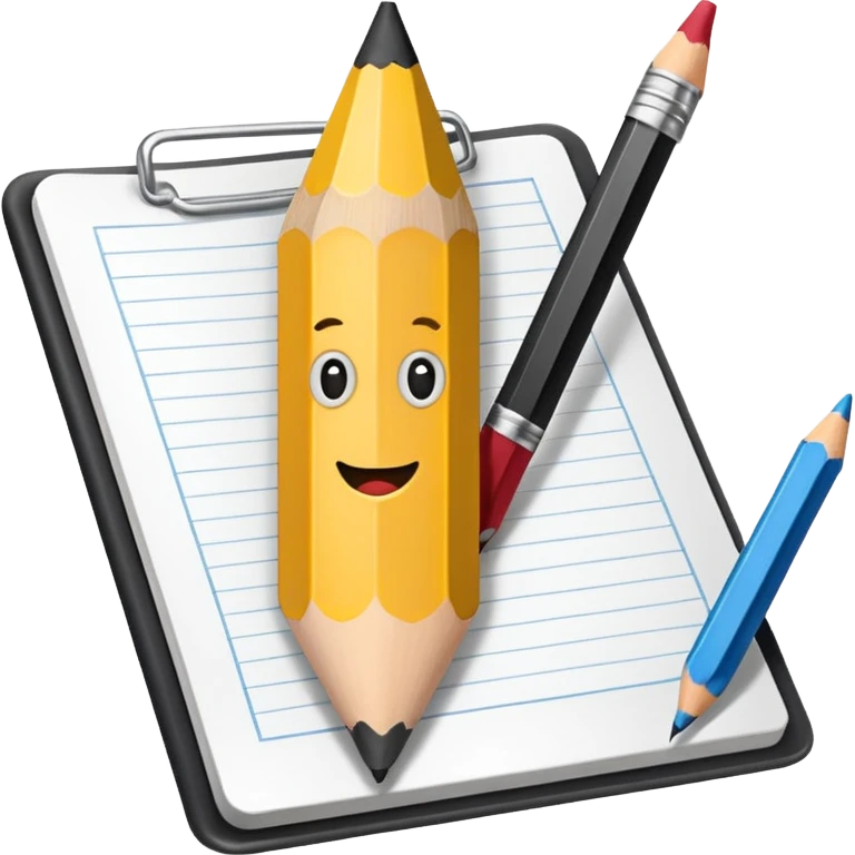 Create an icon representing the process of creating a black-and-white caricature. Include a pencil, a sketchpad with a humorous, exaggerated figure, and inking tools. Use bold lines and shading, with a transparent background. emoji