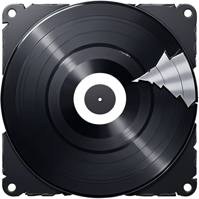 A record broken in two, jagged edges down the middle  emoji
