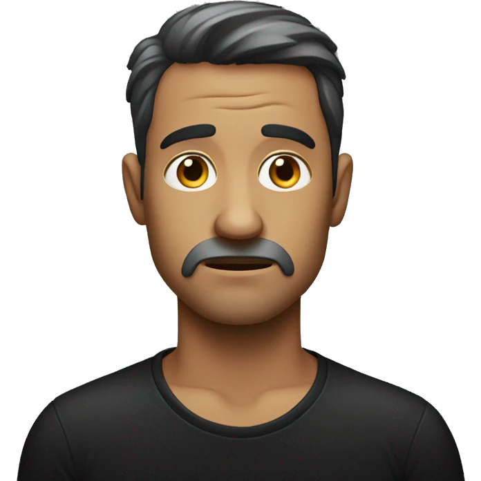 A sad man in a black shirt emoji