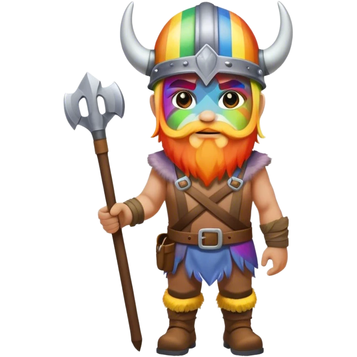 rainbow skin face road builder full body as a viking emoji