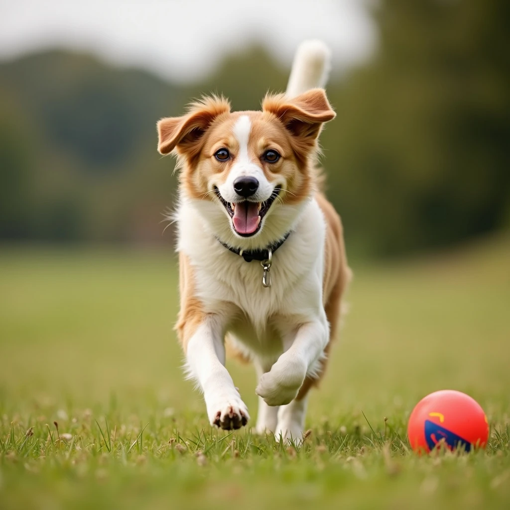 happy dog running after ball emoji
