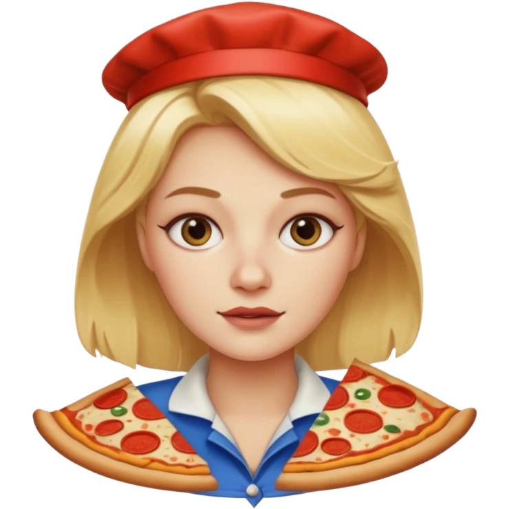Blonde pizza queen with sharp features  emoji