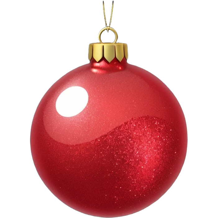 Red glitter ball ornament, matte emoji