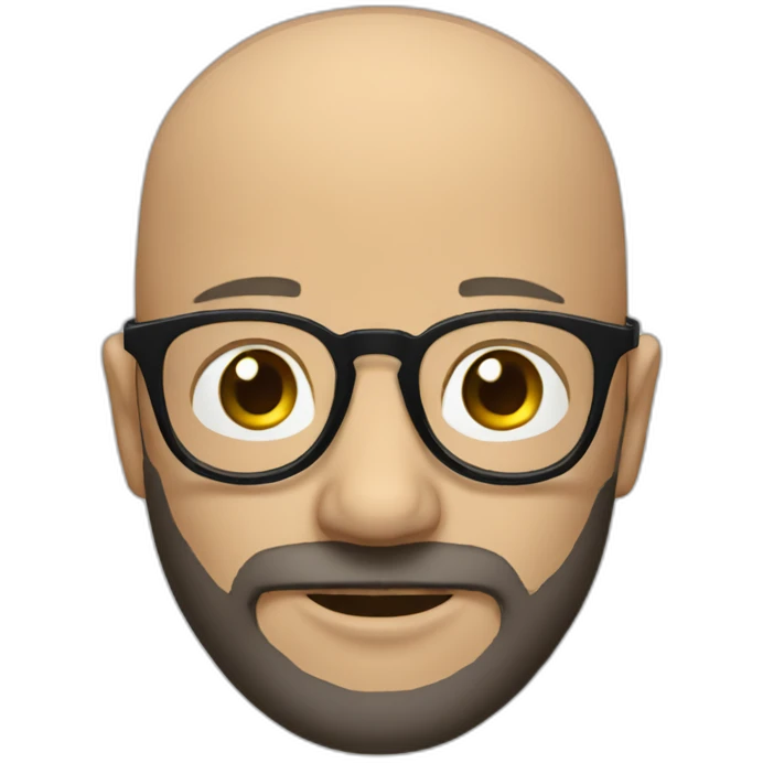 Almost bald head, beard, glasses with black frames and transparent glasses emoji