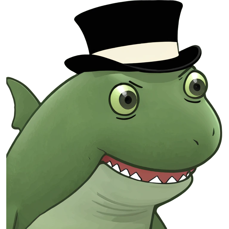 Shark with a top hat emoji