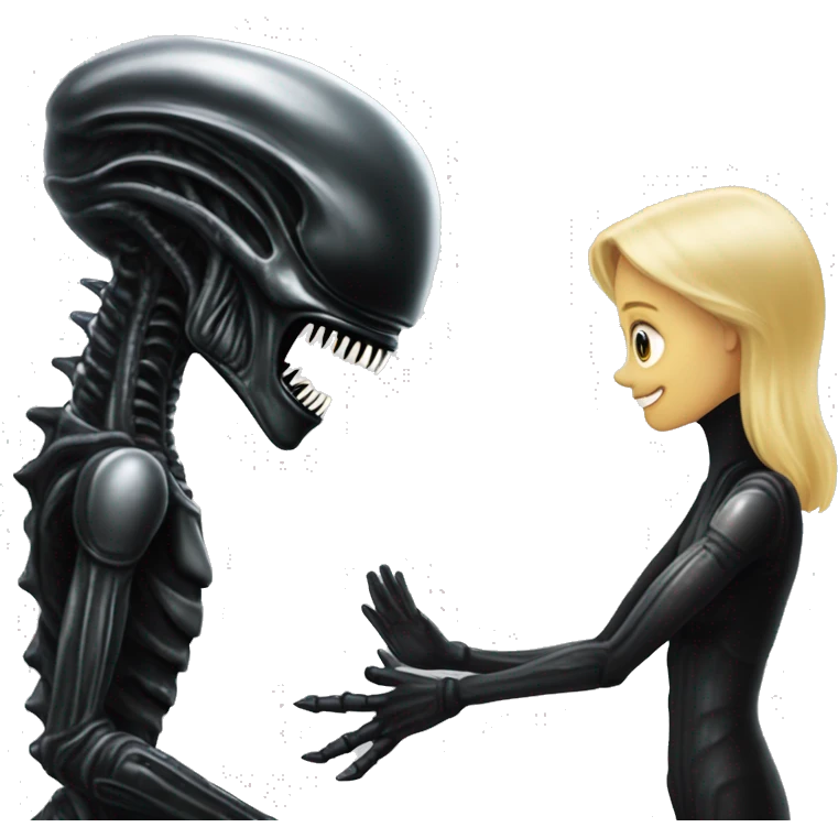 Xenomorph giving high-five to a blonde girl emoji