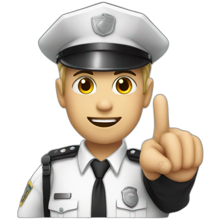 White police person point finger up emoji