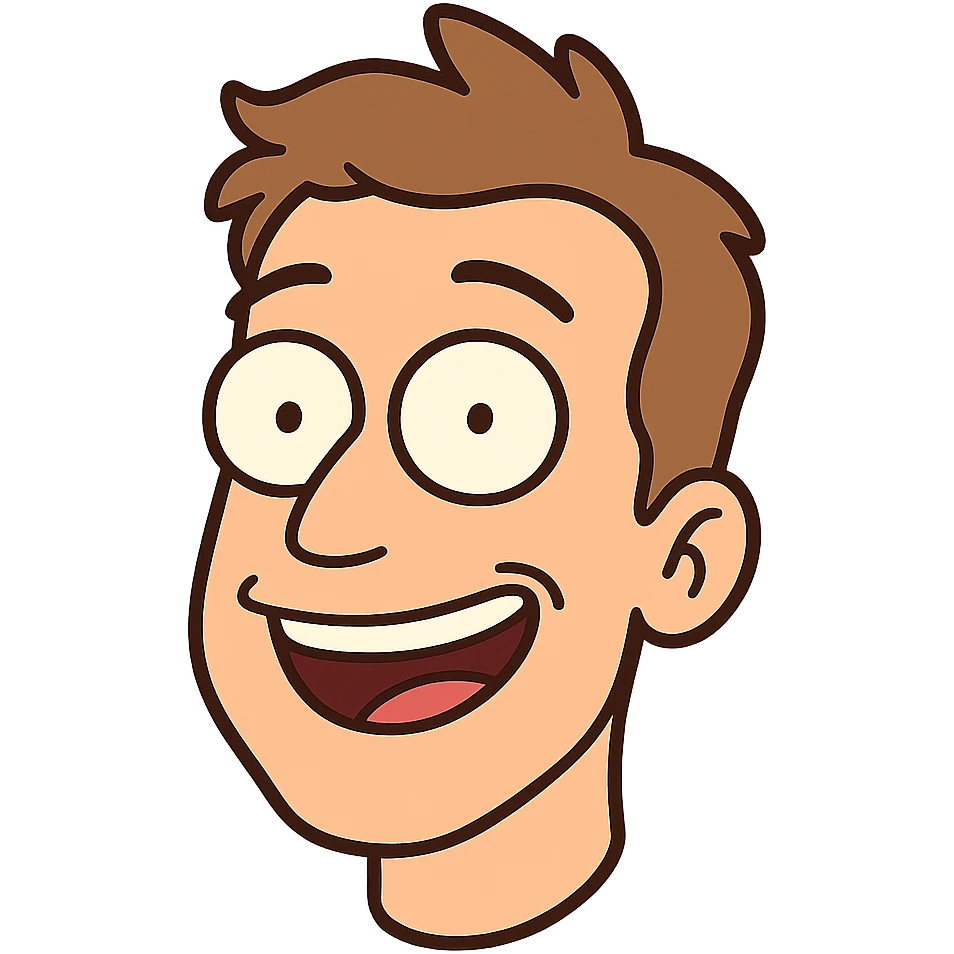 cartoon head, smiling emoji