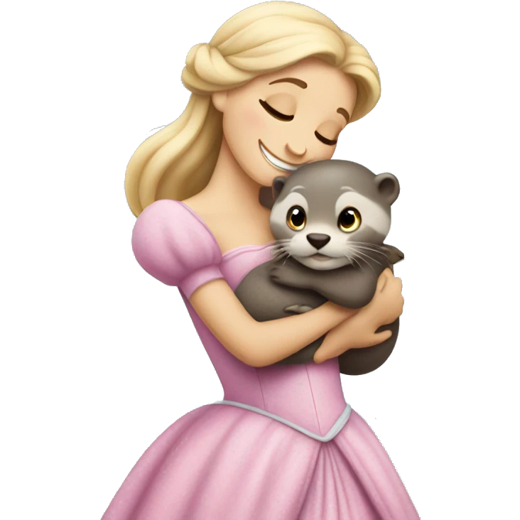 Cinderella hugging an otter emoji